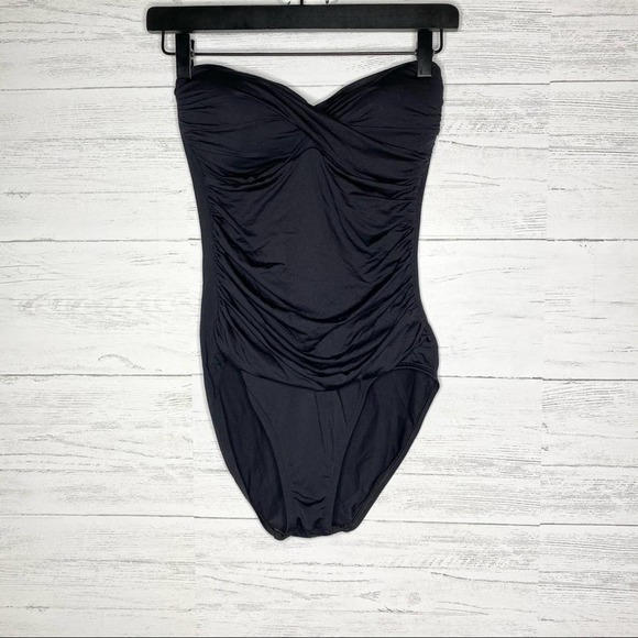 La Blanca Strapless One Piece Bathing Suit Womens Stretch Black 6 - Picture 2 of 12